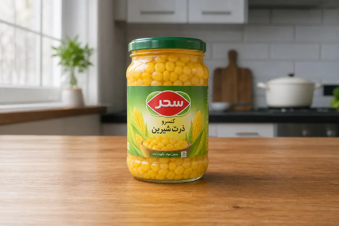 کنسرو ذرت شیشه ای سحر راهنمای انتخاب بر اساس وزن و بسته بندی
